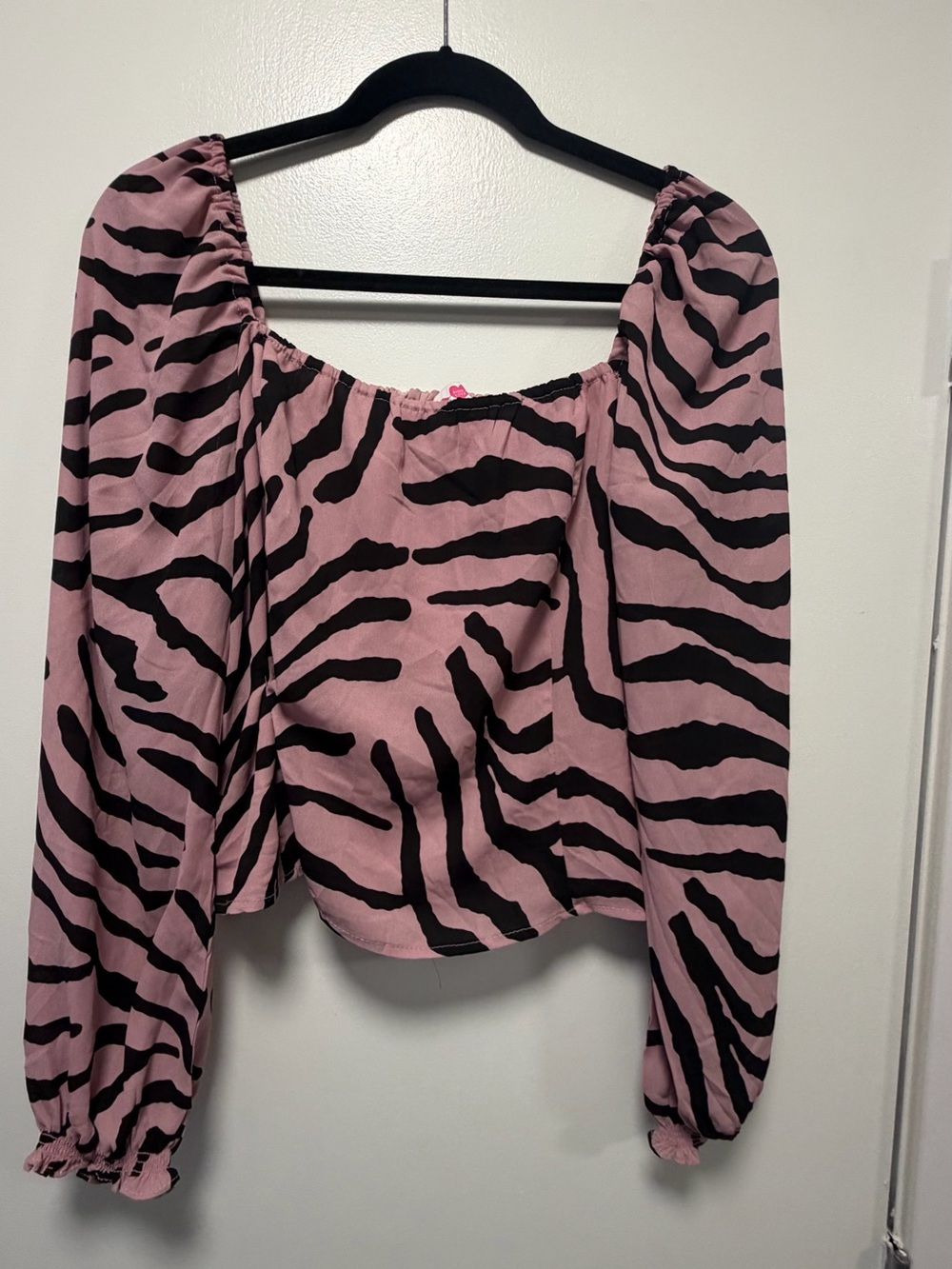 Buddy Love Pink and Black Zebra-Print Peasant Blouse